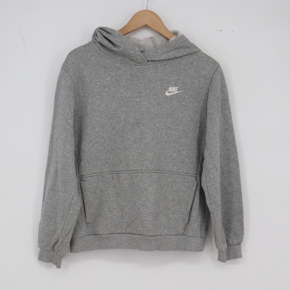 Nike Hoodie Kids XL Sportswear Club Fleece Gray Embroidered Logo Excellent
